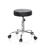 Black Swivel stool OPERATOR II with gas spring and five-caster base by hjh OFFICE – 360-degree view (side profile 100°)
