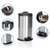 CLEAN X wastepaper bin in silver with foot pedal, removable lid and plastic waste bag by hjh OFFICE