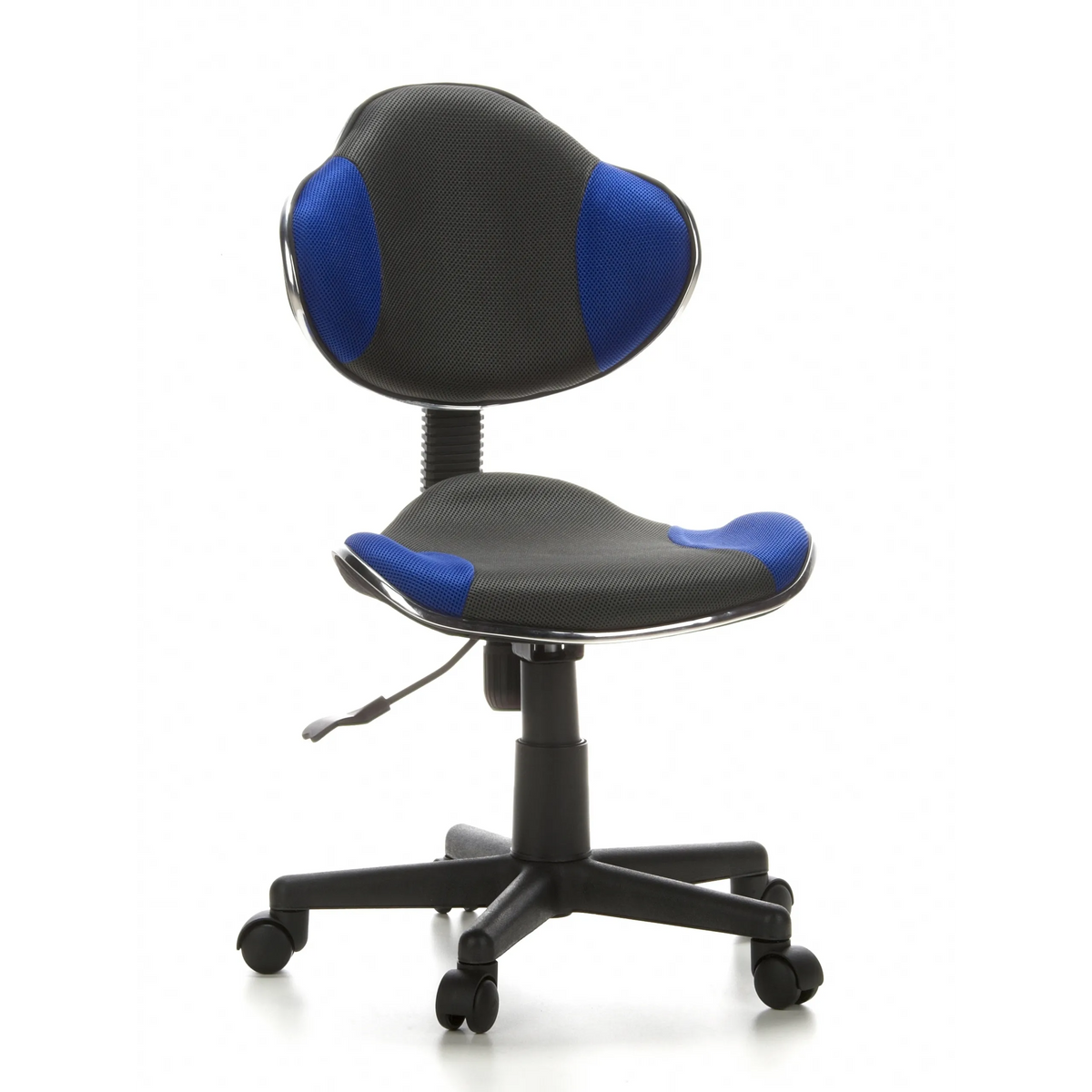 Grey-blue Swivel Chair – Children KIDDY GTI-2 with mesh back and five-caster base by hjh OFFICE – 360-degree view (front view 20°)