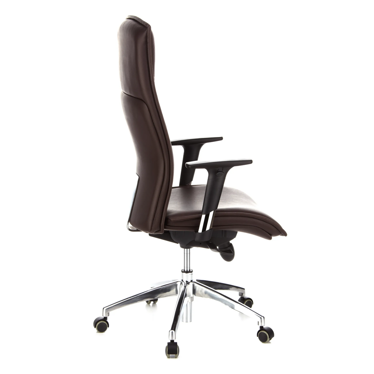 Dark brown Luxury Executive Chair MURANO 20 with armrests and five-caster base by hjh OFFICE – 360-degree view (side profile 100°)