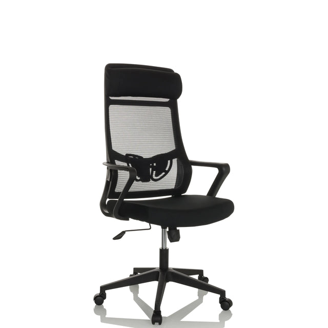 Schwarzer Homeoffice-Bürostuhl NEKEO mit Netzrückenlehne und Armlehnen von hjh OFFICE