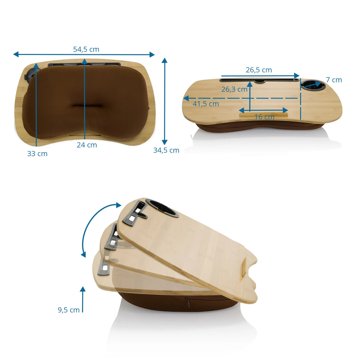 Dimensional drawing of the Laptop Pad COMFILAP I, 54.5 × 34.5 cm in brown by hjh OFFICE