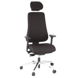 Black Professional Office Chair PRO-TEC 400 with headrest, armrests and five-caster base by hjh OFFICE – 360-degree view (front view 20°)