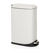 White CLEAN SLIM wastepaper bin with foot pedal and rounded lid by hjh OFFICE – 360-degree view (front three-quarter view 60°)