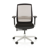 Black High End Office Chair FOUNTAINE with mesh back and five-caster base by hjh OFFICE – 360-degree view (front view 0°)