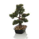 Green Artificial plant BONSAI in the shape of a bonsai in a black pot with pebbles by hjh OFFICE – 360-degree view (rear view 180°)