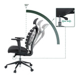 Adjustable backrest and gas spring of the Professional Office Chair ERGO LINE II PRO with a 90° tilt angle by hjh OFFICE