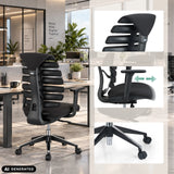 Black Professional Office Chair ERGO LINE II with adjustable armrests and castors by hjh OFFICE