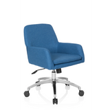 Blue Home Office Chair SHAKE 400 with armrests and five-caster base by hjh OFFICE – 360-degree view (front three-quarter view 40°)
