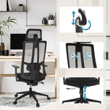 Adjustable headrest, breathable backrest and height adjustment of the Professional Office Chair TRAMORE by hjh OFFICE