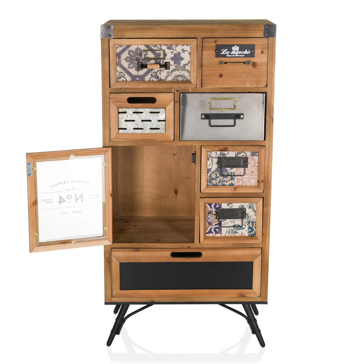 CONTINENTO S wooden sideboard in dark brown with various drawers and an open shelf by hjh LIVING