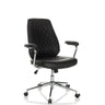 Schwarzer Home-Office-Chefsessel THEO I mit gesteppter Rückenlehne und Chromgestell von hjh OFFICE