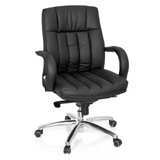 Black Swivel Chair XXL G 100 with quilted upholstery and five-caster base by hjh OFFICE – 360-degree view (front view 20°)