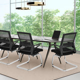 Three black Cantilever chairs INVENTOR V with mesh backrest and metal sled base by hjh OFFICE