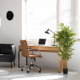 Green Artificial plant BAMBUS II in a black pot in a home office by hjh OFFICE