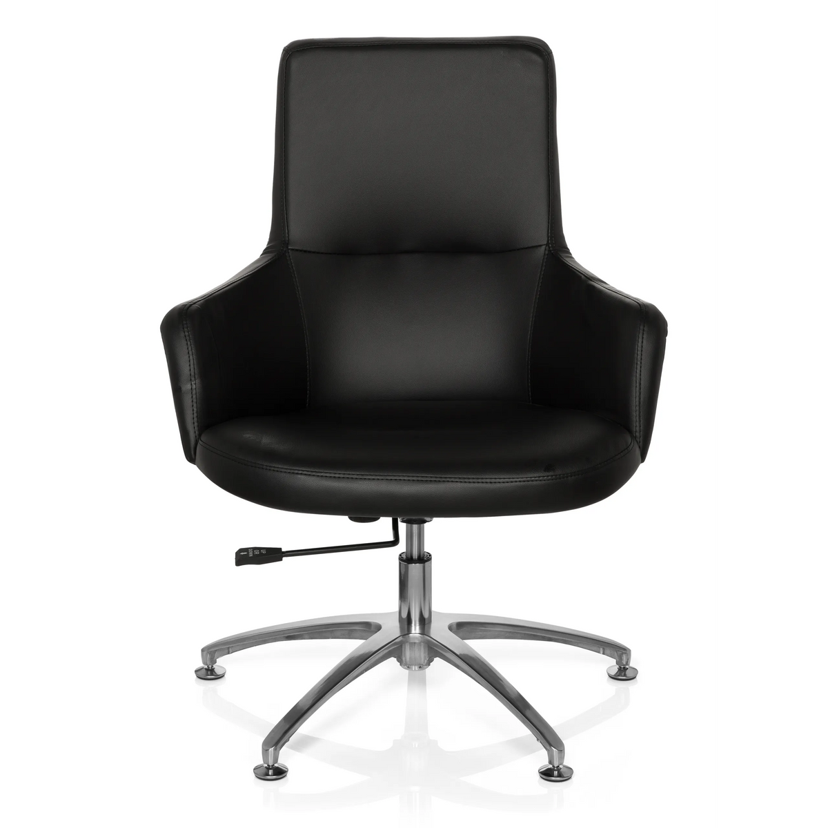 Black Lounge Chair SHAKE 300 with upholstery and glossy star base by hjh OFFICE – 360-degree view (front view 0°)