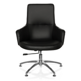 Black Lounge Chair SHAKE 300 with upholstery and glossy star base by hjh OFFICE – 360-degree view (front view 0°)