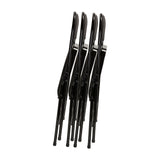 Four black TUDELA folding chairs in a folded position by hjh OFFICE