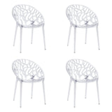 Set of four transparent Artifo T four-legged chairs with organically patterned backrests by hjh LIVING