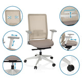 Adjustable features of the Professional Office Chair PURE WHITE in beige by hjh OFFICE