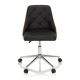 Black Home Office Chair CENCA with quilted upholstery and five-caster base by hjh OFFICE – 360-degree view (front view 0°)