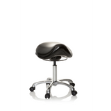 Black Saddle stool ORTHO SIT with foot cross and five castors by hjh OFFICE – 360-degree view (front view 20°)