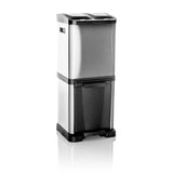 Silver Wastepaper CLEAN VII with two separate bins and foot pedal by hjh OFFICE – 360-degree view (front view 15°)