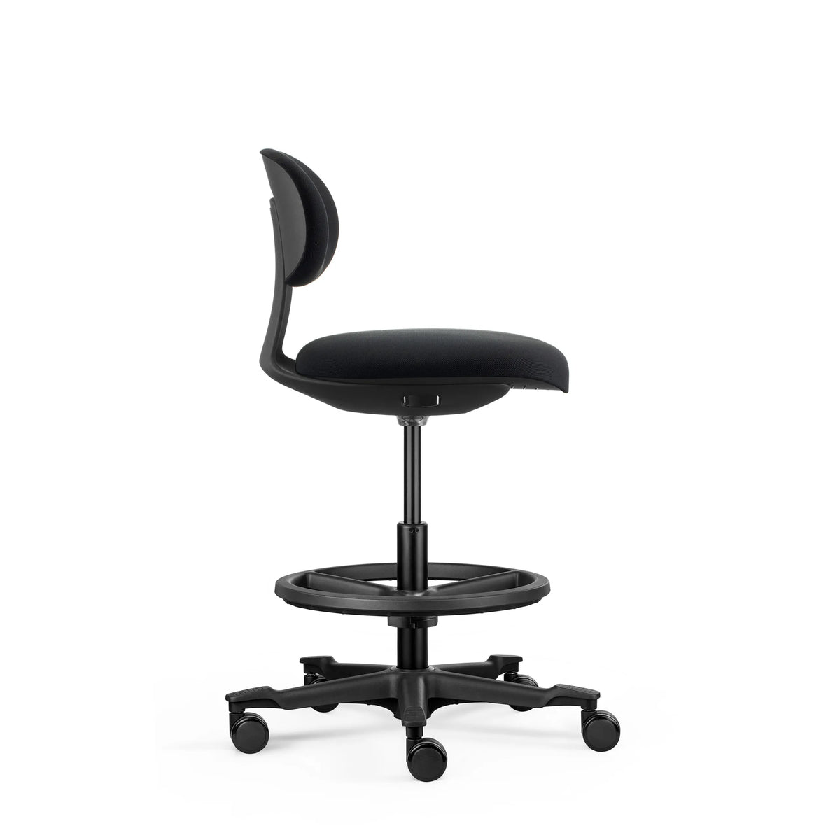 Black Work Chair WORK MF2 with foot ring and caster base by hjh OFFICE
