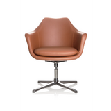 Brown Lounge Chair ARTEMIA with curved shell and four-star base by hjh OFFICE – 360-degree view (front view 0°)