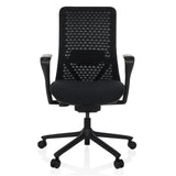 Black High End Office Chair VERVIO with mesh back and five-caster base by hjh OFFICE – 360-degree view (front view 0°)