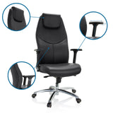 Adjustable headrest and armrests of the Professional Executive Chair FERRARA by hjh OFFICE