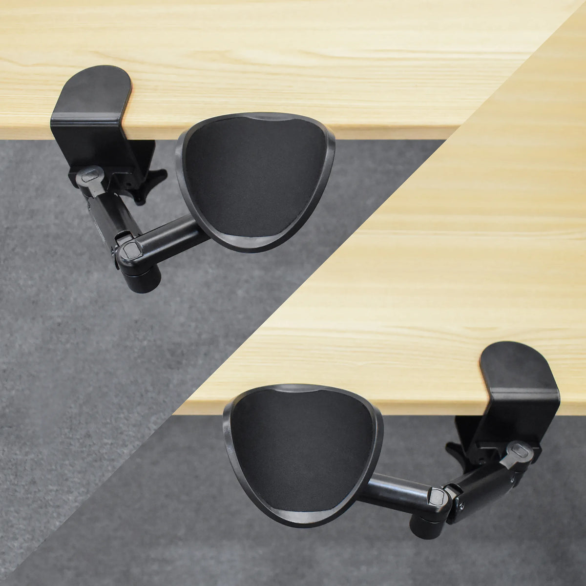 Two black RELEX RT1 armrests with table mounting and adjustable joint by hjh OFFICE
