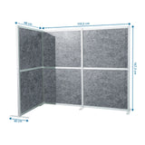 Dimensional drawing of the Partition wall Flexmiut Modul L, 193.5 × 167.3 cm in grey by hjh OFFICE