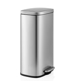 Silver Clean 15 wastepaper bin with lid and foot pedal by hjh OFFICE – 360-degree view (front three-quarter view 60°)