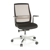 Black High End Office Chair FOUNTAINE PRO with mesh back and five-caster base by hjh OFFICE – 360-degree view (front view 20°)