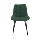 Petrol dining chair ELARIS with quilted upholstery and black legs by hjh LIVING – 360-degree view (front view 0°)