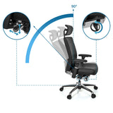 Tilt adjustment and backrest adjustment up to 90 degrees of the Professional Office Chair NOVA by hjh OFFICE