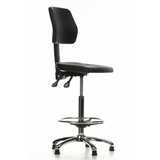 Black Counter chair TOP WORK 11 with foot ring and five-star base by hjh OFFICE – 360-degree view (front three-quarter view 60°)
