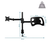Technical drawing of the Monitor Mount VM-MH2 with a total width of 88 cm by hjh OFFICE