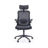 Black Home Office Chair Vertuflex with mesh back and five-caster base by MyBuero – 360-degree view (front view 0°)