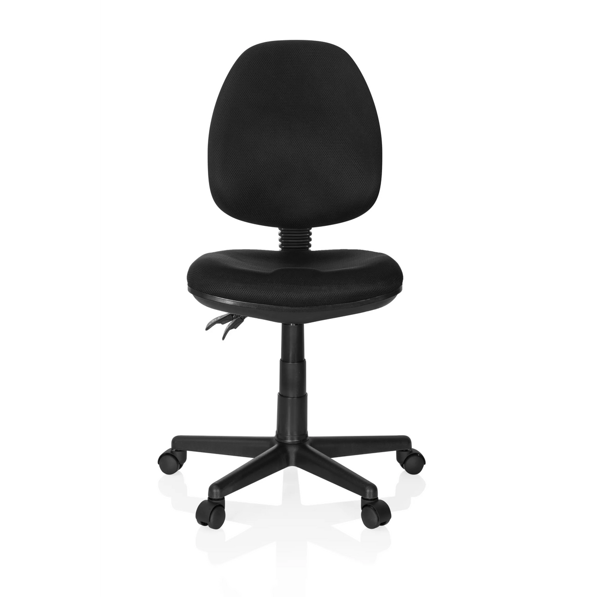 Black Home Office Chair CITY 25 with mesh back and five-caster base by hjh OFFICE – 360-degree view (front view 0°)