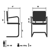 Technical drawing of the Cantilever chair CAPTIVO PRO V with a width of 56 cm by hjh OFFICE