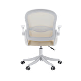 Rear view of the Naluro Home Office Chair in beige with mesh backrest and white base by hjh OFFICE
