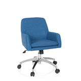 Blauer Homeoffice-Bürostuhl SHAKE 400 mit Armlehnen und Fußkreuz mit fünf Rollen von hjh OFFICE – 360-Grad-Ansicht (Frontansicht 20°)