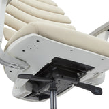 Underside of the seat with adjustment mechanism of the ERGO LINE W Professional Office Chair in Salted Caramel by hjh OFFICE