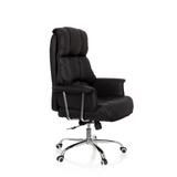Black Professional Executive Chair COMMANDER with quilted upholstery and five-caster base by hjh OFFICE – 360-degree view (front three-quarter view 60°)