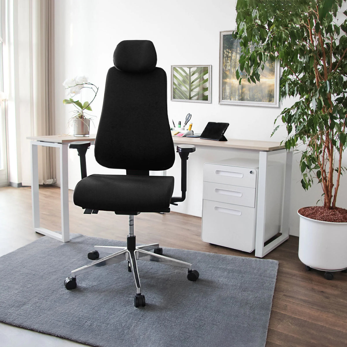 Black Professional Office Chair PRO-TEC 400 with headrest and adjustable armrests by hjh OFFICE