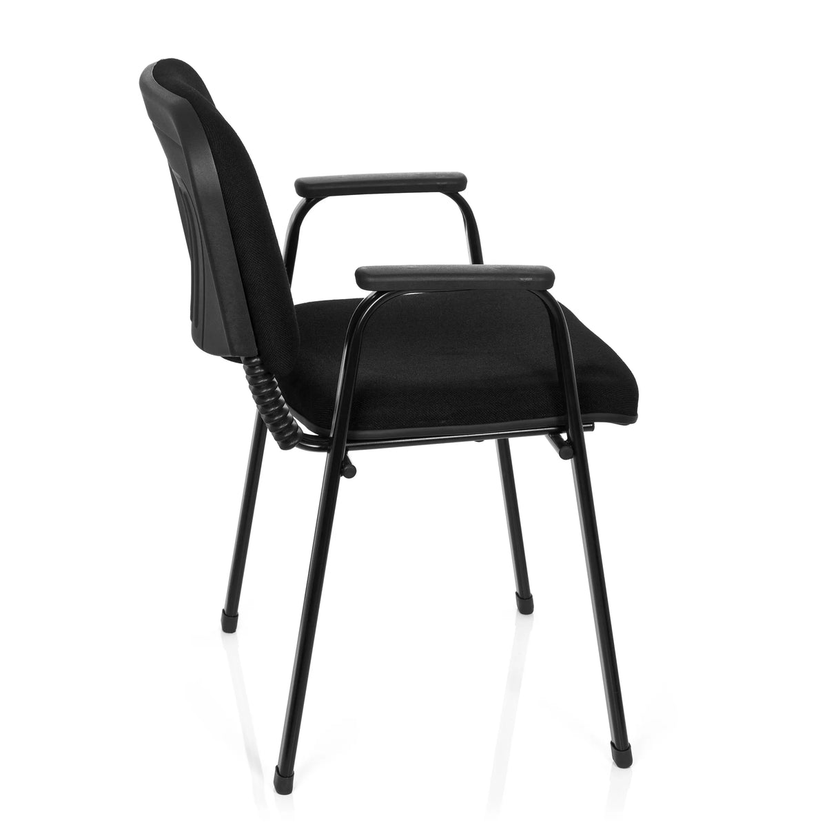 Black Four-legged chair XT 650 with armrests and padded seat by hjh OFFICE – 360-degree view (side profile 100°)