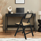 Folding chair TUDELA BAMBOO in black with brown Viennese straw seat and backrest by hjh LIVING