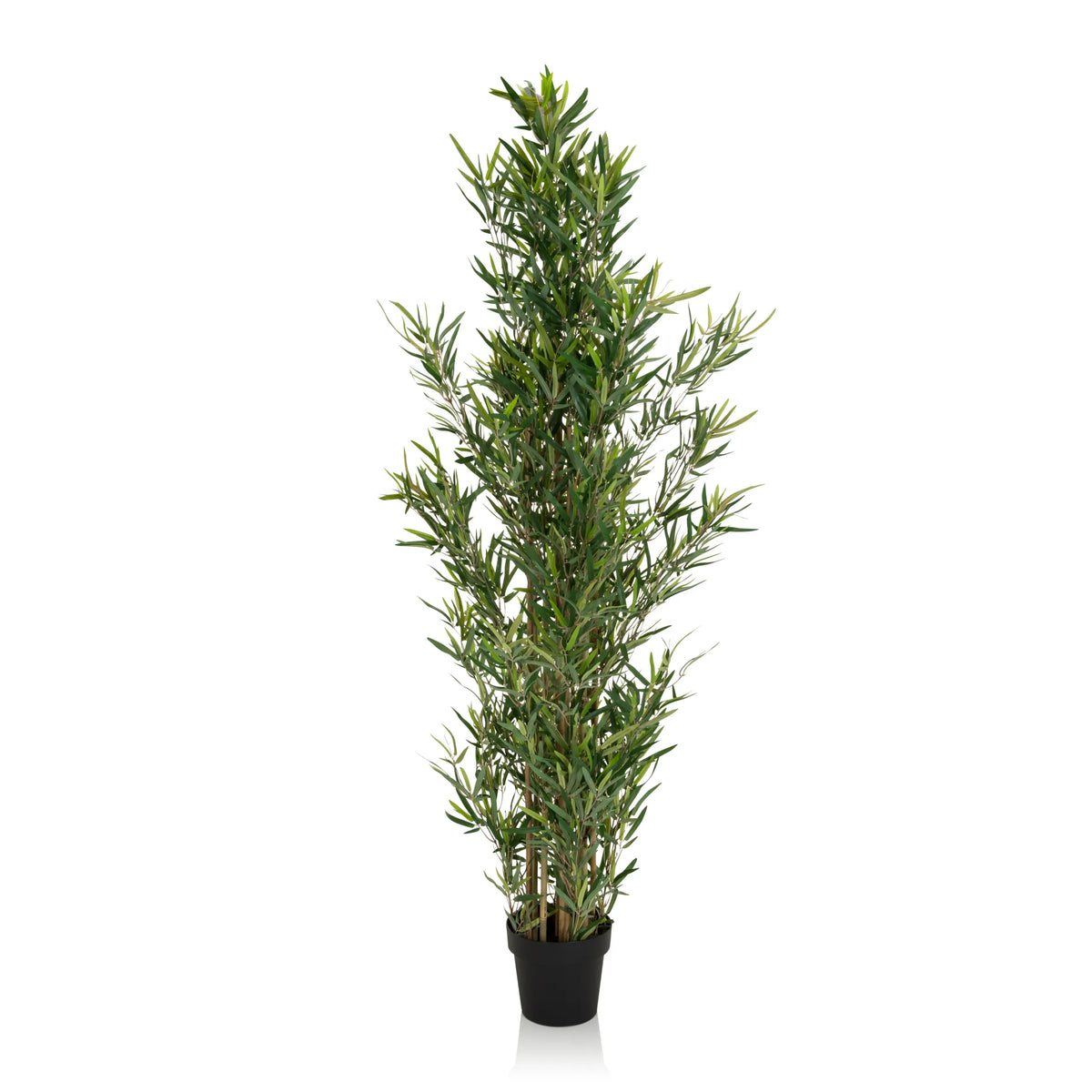 Green artificial plant BAMBUS in a black pot by hjh OFFICE – 360-degree view (side profile 90°)